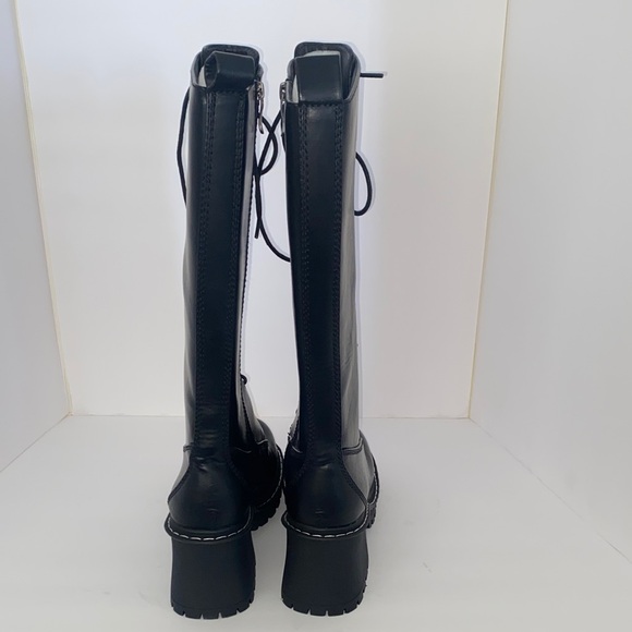 NWOB- Dolls Kill Current Mood Black Lace-Up Knee-High Boots - Picture 4 of 7